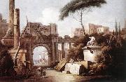 ZAIS, Giuseppe Ancient Ruins with a Great Arch and a Column china oil painting reproduction